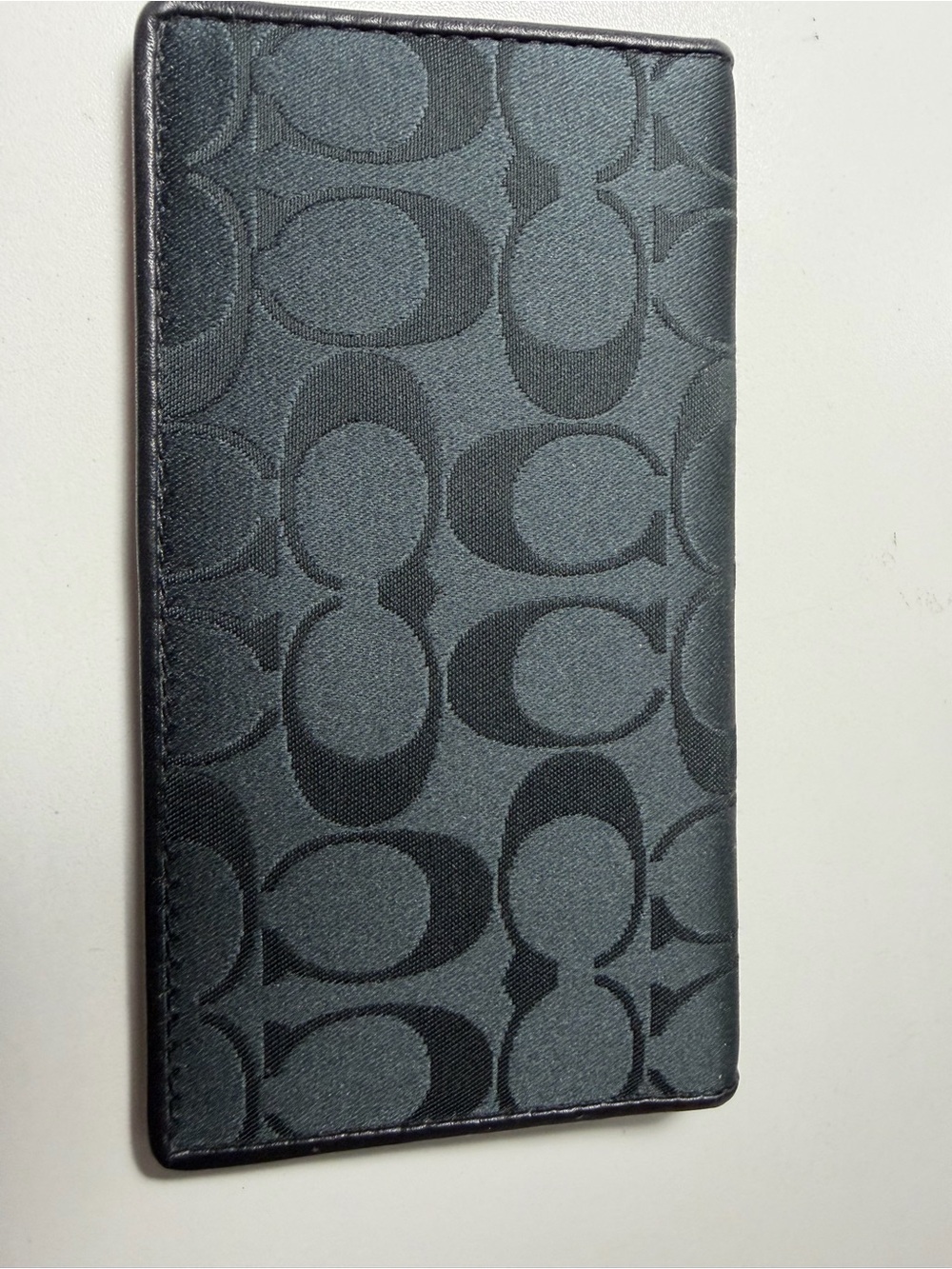 Coach Black Signature Jacquard Checkbook Cover